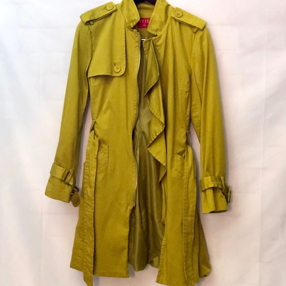 Elle Trench Coat. Size Medium. Fully lined. Color: Mustard Yellow - Picture 2 of 8